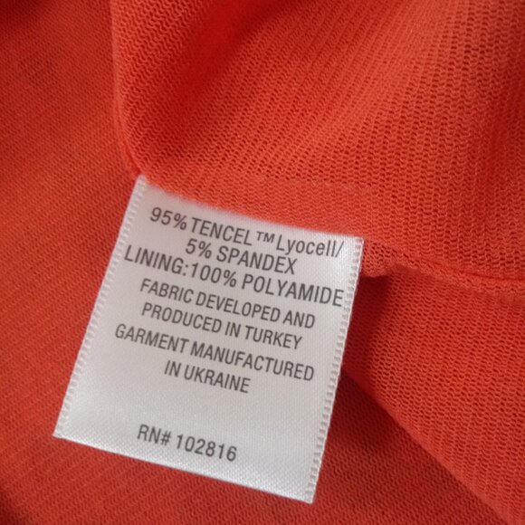 New Garnet Hill Midi Dress Orange Floral Knit Tassel Neck 3/4 Raglan XL Women - Picture 7 of 11